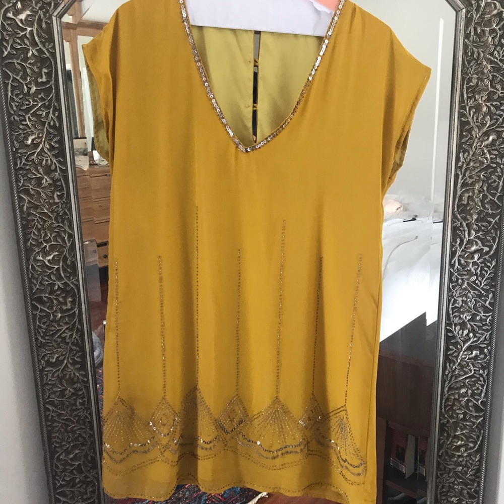 Mustard yellow cocktail dress